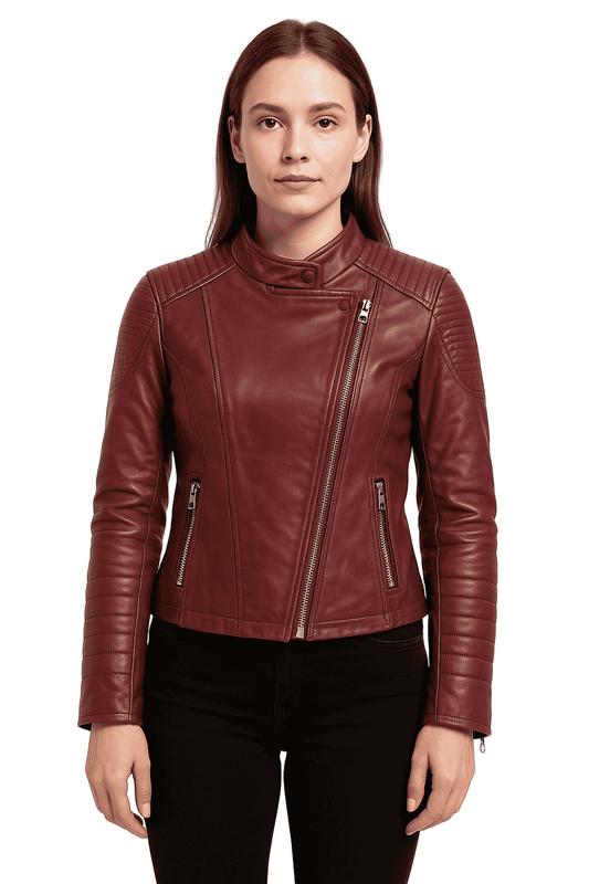 Crimson Elegance Moto Jacket