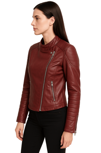 Crimson Elegance Moto Jacket